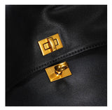 High-End Genuine Leather and Suede Leather Handbag with Lock Clasp, Women's Versatile Shoulder & Crossbody Bag for Commuting