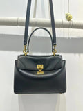 High-End Genuine Leather and Suede Leather Handbag with Lock Clasp, Women's Versatile Shoulder & Crossbody Bag for Commuting