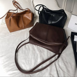 Women’s Soft Cowhide Leather Crossbody Bag, Large Bowling Bag, Slouchy Boho Tote for Everyday Use