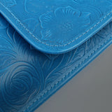 Men's Full Grain Leather Crossbody Bag, Handcrafted Embossed Floral Messenger Bag, Antique Leather Brown Purse