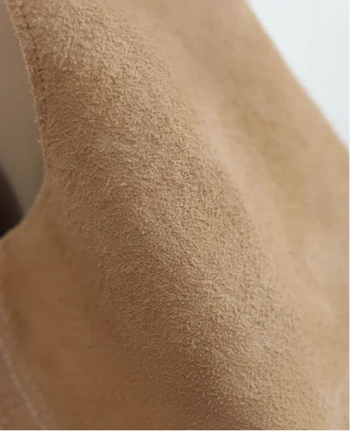 Premium Suede Hobo Purse & Tote Bag for Women | Handcrafted Suede Bucket Bag Apricot