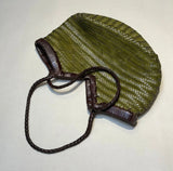Handwoven Full Grain Cowhide Leather Basket Tote | V-Cut Rim Leather Shoulder Bag | Summer Beach Bag in Two Sizes