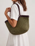 Italian Full Grain Cowhide Handwoven Basket Bag | Artisan Leather Shoulder Hobo Tote