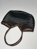 Handwoven Full Grain Cowhide Leather Basket Tote | V-Cut Rim Leather Shoulder Bag | Summer Beach Bag in Two Sizes