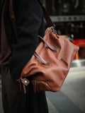 Italian Full Grain Leather Weekender Bag | British-Style Slouchy Duffel & Shoulder Bag
