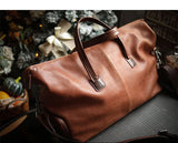 Italian Full Grain Leather Weekender Bag | British-Style Slouchy Duffel & Shoulder Bag