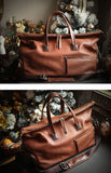 Italian Full Grain Leather Weekender Bag | British-Style Slouchy Duffel & Shoulder Bag
