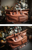 Italian Full Grain Leather Weekender Bag | British-Style Slouchy Duffel & Shoulder Bag