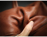 Italian Full Grain Leather Weekender Bag | British-Style Slouchy Duffel & Shoulder Bag