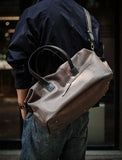 Italian Full Grain Leather Weekender Bag | British-Style Slouchy Duffel & Shoulder Bag