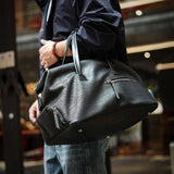 Italian Full Grain Leather Weekender Bag | British-Style Slouchy Duffel & Shoulder Bag