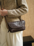 Italy Cowhide Leather Shoulder Bag | Small Vintage Shoulder Bag | Natural Leather Purse | Handmade Leather Bag | Gift for Her
