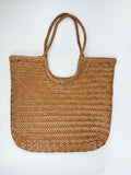 Italy Cowhide Leather Summer Woven Bag, Woven Triple Jump Bamboo Style HandBag, Beach Bag, Basket Bag, Hobo Leather Bag, Gift For Her