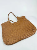 Italy Cowhide Leather Summer Woven Bag, Woven Triple Jump Bamboo Style HandBag, Beach Bag, Basket Bag, Hobo Leather Bag, Gift For Her