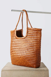 Italy Cowhide Leather Summer Woven Bag, Woven Triple Jump Bamboo Style HandBag, Beach Bag, Basket Bag, Hobo Leather Bag, Gift For Her
