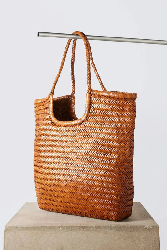 Italy Cowhide Leather Summer Woven Bag, Woven Triple Jump Bamboo Style HandBag, Beach Bag, Basket Bag, Hobo Leather Bag, Gift For Her