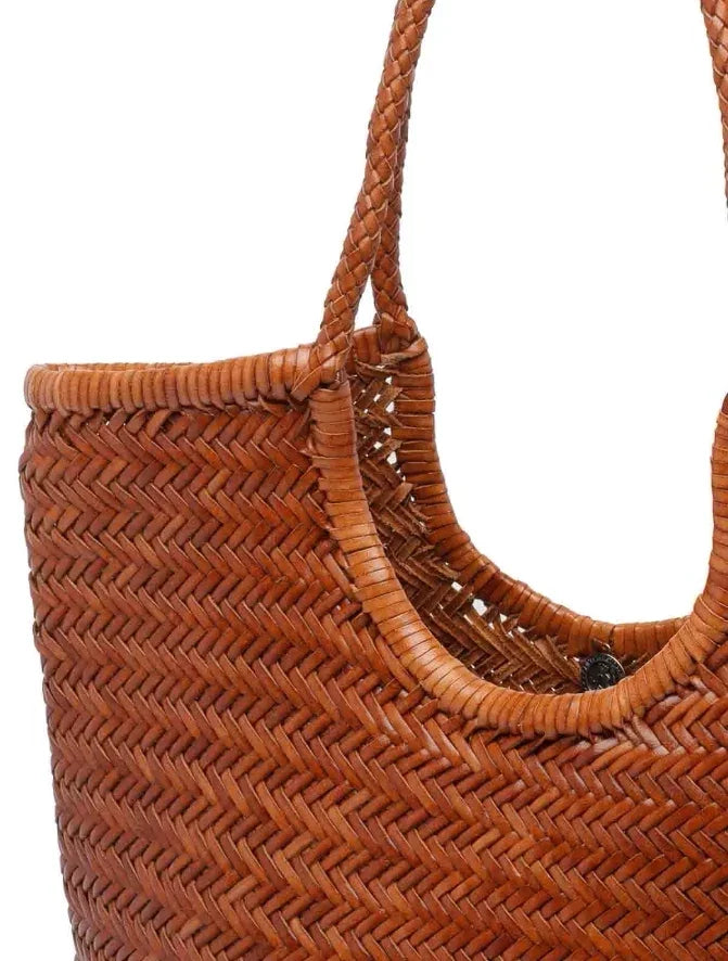 Italy Cowhide Leather Summer Woven Bag, Woven Triple Jump Bamboo Style HandBag, Beach Bag, Basket Bag, Hobo Leather Bag, Gift For Her - Image 10