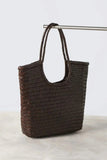 Italy Cowhide Leather Summer Woven Bag, Woven Triple Jump Bamboo Style HandBag, Beach Bag, Basket Bag, Hobo Leather Bag, Gift For Her