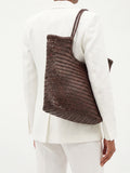 Italy Cowhide Leather Summer Woven Bag, Woven Triple Jump Bamboo Style HandBag, Beach Bag, Basket Bag, Hobo Leather Bag, Gift For Her