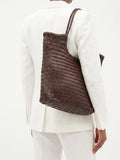 Italy Cowhide Leather Summer Woven Bag, Woven Triple Jump Bamboo Style HandBag, Beach Bag, Basket Bag, Hobo Leather Bag, Gift For Her