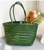 Handcrafted Italian Full Grain Leather Woven Handbag | Bamboo Style Basket Bag