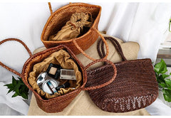 Handcrafted Italian Full Grain Leather Woven Handbag | Bamboo Style Basket Bag Handcrafted Italian Full Grain Leather Woven Handbag | Bamboo Style Basket Bag