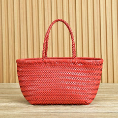 Handcrafted Italian Full Grain Leather Woven Handbag | Bamboo Style Basket Bag Handcrafted Italian Full Grain Leather Woven Handbag | Bamboo Style Basket Bag