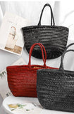 Handcrafted Italian Full Grain Leather Woven Handbag | Bamboo Style Basket Bag