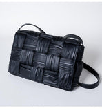 Italy Lambskin Leather Quilted Elegant Shoulder Bag, Wrinkle Leather Handwoven Bag, Trendy Boutique Designer Bag, Classic Style Leather Bag, Dark Brown