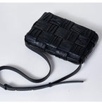 Italy Lambskin Leather Quilted Elegant Shoulder Bag, Wrinkle Leather Handwoven Bag, Trendy Boutique Designer Bag, Classic Style Leather Bag, Dark Brown