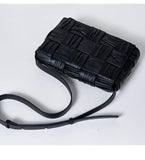 Italy Lambskin Leather Quilted Elegant Shoulder Bag, Wrinkle Leather Handwoven Bag, Trendy Boutique Designer Bag, Classic Style Leather Bag, Dark Brown