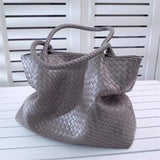 Italy Lambskin Leather Tote, Large Intrecciato Leather Bag, Classic Elegant Tote in Trendy, Designer Bag, Gift to Her