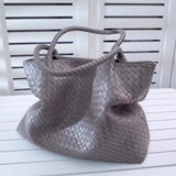 Italy Lambskin Leather Tote, Large Intrecciato Leather Bag, Classic Elegant Tote in Trendy, Designer Bag, Gift to Her