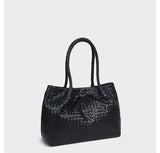 Italy Lambskin Leather Tote, Large Intrecciato Leather Bag, Classic Elegant Tote in Trendy, Designer Bag, Gift to Her