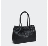 Italy Lambskin Leather Tote, Large Intrecciato Leather Bag, Classic Elegant Tote in Trendy, Designer Bag, Gift to Her