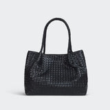Italy Lambskin Leather Tote, Large Intrecciato Leather Bag, Classic Elegant Tote in Trendy, Designer Bag, Gift to Her