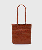 Italy Leather Woven Hobo Rectangle Tote Bag, Summer Beach Bag, Full Grain Leather Triple Jump Bamboo HandBag, Handcrafted Basket Bag