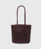 Italy Leather Woven Hobo Rectangle Tote Bag, Summer Beach Bag, Full Grain Leather Triple Jump Bamboo HandBag, Handcrafted Basket Bag