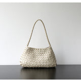 Italy Woven Leather Hobo Bag | Interwoven Summer Beach Bag, Full Grain Leather Triple Jump Bamboo HandBag, Black Leather Hobo Bag