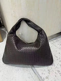 Lambskin Hobo Bag | Italian Leather Handbag | Large Handwoven Laptop Bag, Woven Dumpling Bag, Leather Tote Bag, Black, Blue Working Bag