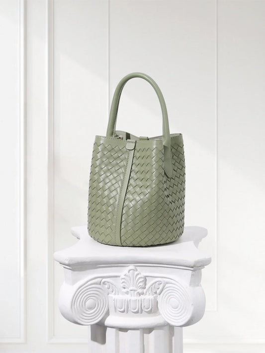 Lambskin Leather Bucket Bag Handwoven, Small Shoulder Bag, Woven Purse Women Classic bag Crossbody Designer Bag, Birthday Gift For Her