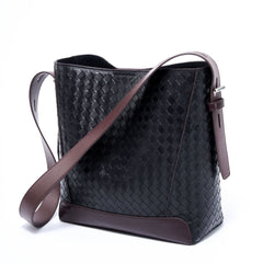 Lambskin Leather Handwoven Bucket Bag | Classic Bucket Shoulder Bag