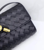 Lambskin Leather Knotted Intrecciato Evening Handbag | Woven Shoulder With Metal Buckle, Daily Fashion Designer Bag