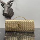 Lambskin Leather Knotted Intrecciato Evening Handbag | Woven Shoulder With Metal Buckle, Daily Fashion Designer Bag