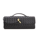 Lambskin Leather Knotted Intrecciato Evening Handbag | Woven Shoulder With Metal Buckle, Daily Fashion Designer Bag
