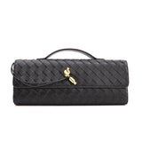 Lambskin Leather Knotted Intrecciato Evening Handbag | Woven Shoulder With Metal Buckle, Daily Fashion Designer Bag