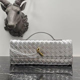 Lambskin Leather Knotted Intrecciato Evening Handbag | Woven Shoulder With Metal Buckle, Daily Fashion Designer Bag