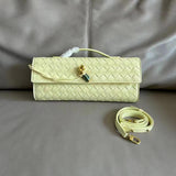 Lambskin Leather Knotted Intrecciato Evening Handbag | Woven Shoulder With Metal Buckle, Daily Fashion Designer Bag