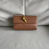 Lambskin Leather Knotted Intrecciato Evening Handbag | Woven Shoulder With Metal Buckle, Daily Fashion Designer Bag