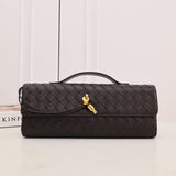 Lambskin Leather Knotted Intrecciato Evening Handbag | Woven Shoulder With Metal Buckle, Daily Fashion Designer Bag